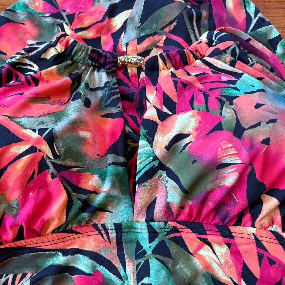 Lauren Ralph Lauren Midnight Tropical‎ High Neck One-Piece halter black multi 8 - Picture 11 of 12
